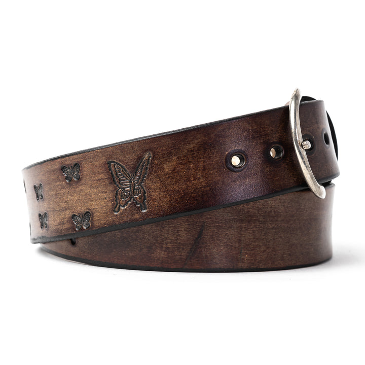 Custom Buck and Bull Leather Belt Butterflies