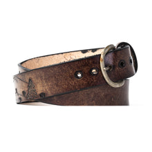 Load image into Gallery viewer, Custom Buck and Bull Leather Belt Cabin, Woods, Tree