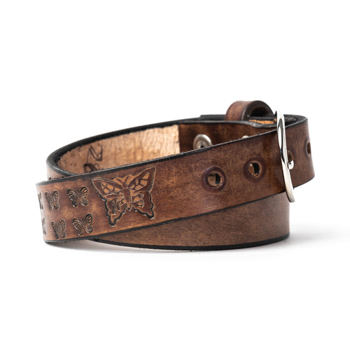 Buck and Bull Youth Custom Leather Belt Butterflies