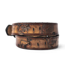 Load image into Gallery viewer, Buck and Bull Youth Custom Leather Belt Turkey, Fish, Deer