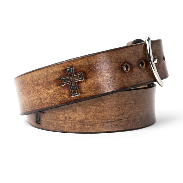 Custom Buck and Bull Leather Belt Cross